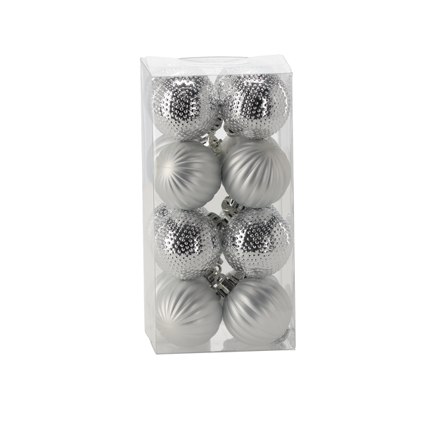 KPL. 16 BOMBEK 4 CM CZERWONY/ZŁOTY/SREBRNY MIX WZORÓW *7535