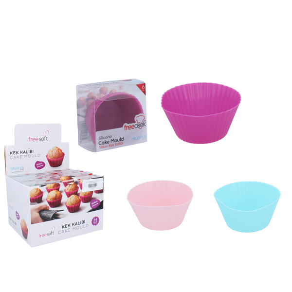 SET OF 6 SILICONE MOULDS 7 X 4.5 X 3.3 CM FOR CUPCAKES PACK=24 SETS