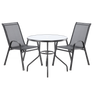 ZESTAW MEBLI OGRODOWYCH - 4 KRZESŁA + OKRĄGŁY STOLIK - CZARNY