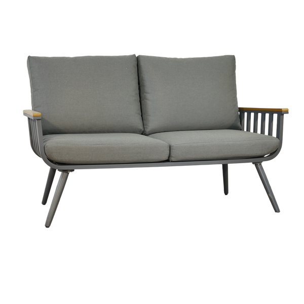 ALUMINUM FURNITURE SET ( SOFA + 2 ARMCHAIRS + TABLE ) GREY + GREY CUSHIONS