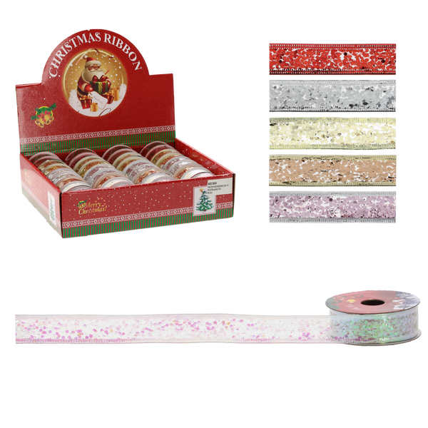 CHRISTMAS DECORATIVE RIBBON MIX DESIGNS 2.5 CM x 2.7M