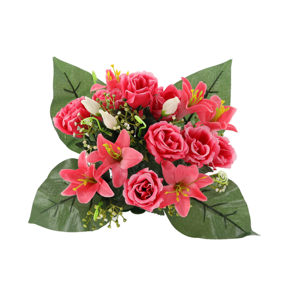 ARTIFICIAL BOUQUET OF FLOWERS ROSES AND LILES ASSORTED COLOURS