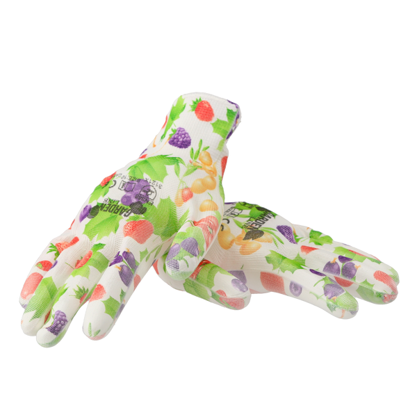 GARDEN GLOVES "7" PATTERN, POLYESTER WITH POLYURETHANE PACKET=12