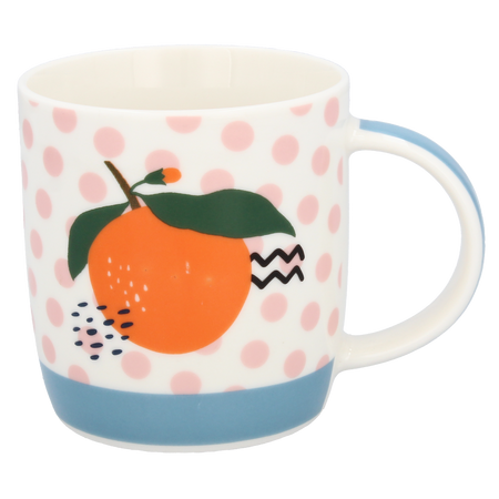 KUBEK PORCELANOWY ANANAS/POMARAŃCZA 365ML opak=12szt *6196