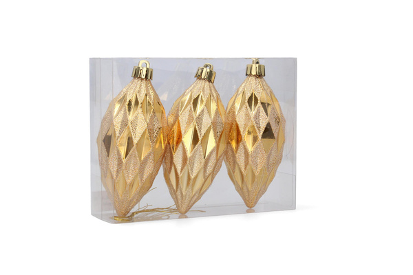 KPL. 3 BOMBELOR ÎN CARE 10 CM ROȘU/AVERE/ARGINTIU *2213