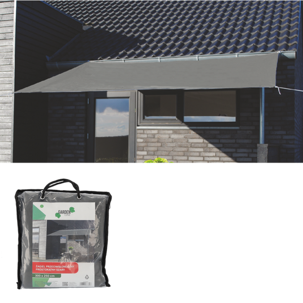 ŠEDÝ OBDĹAŽNÍKOVÝ SLNEČNÍK 3 x 2,5 M *3897