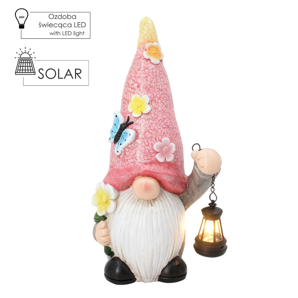 GARDEN FIGURINE – GNOME WITH LANTERN 22,5 X 14,5 X 41,4 CM