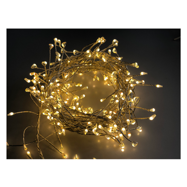 LAMPKI MICRO LED CLUSTER 150L CIEPŁY BIAŁY, DŁ. 0,3 + 1,5 M NA BATERIE *1803