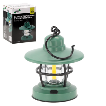 KEMPINGOVÁ LAMPA S HACÍKOM LED 11 x 11 x 12,8 CM *7695
