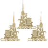 SET OF 3 CHRISTMAS TREE DECORATIONS - SANTA CLAUS'S GOLDEN SLEIGH 8 x 8 CM