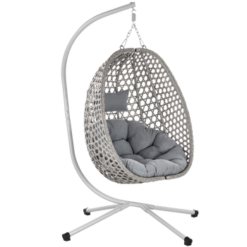 FOTEL WISZĄCY SKŁADANY SZARY, PODUSZKA - CIEMNY SZARY, RAMA - JASNY SZARY *9094