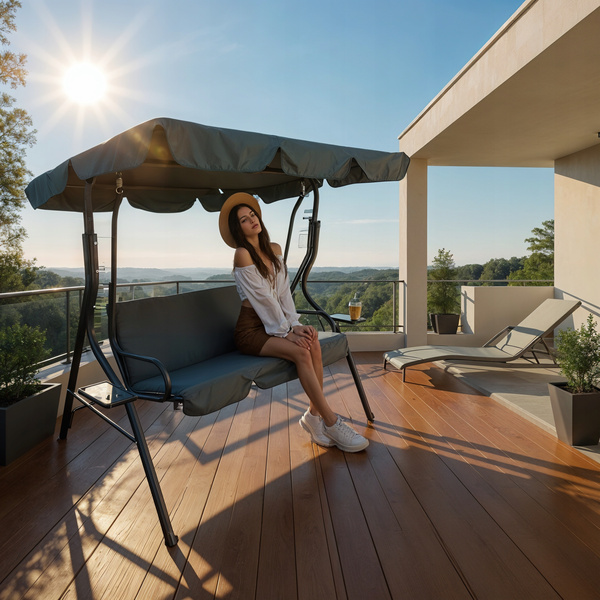 GARDEN SWING 170 X 110 X 153 CM ANTHRACITE WITHOUT ROOF WITH CUP HOLDERS