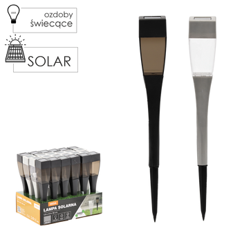 SOLÁRNA LAMPA NEDA 4,9 x 4,9 x 38 CM STRIEBORNÁ PRIESVITNÁ/ ČIERNA DYMOVÁ STUDENÁ BIELA disp=24ks *4269