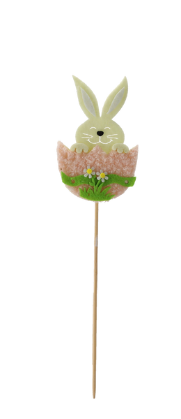 VELIKONOČNÍ OZDOBY NA ŠPÍZE - ZAJÍČEK V KULIČCE 6 x 10 CM MIX 3 BAREV balení=12ks *9014