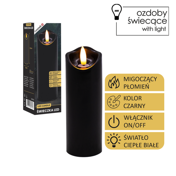 CANDLE LED NEAGRĂ 5 X 15 CM *9353