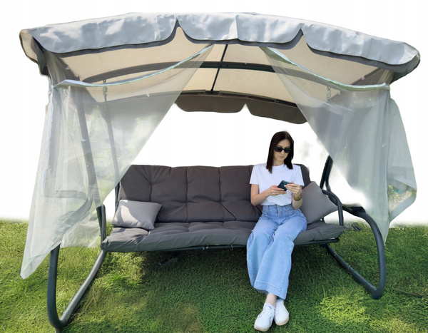 GARDEN SWING WITH MOSQUITO NET 220 X 130 X 175 CM GRAY