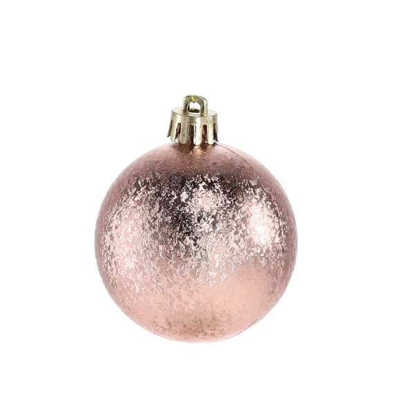 SET OF 24 BAUBLES 6 CM OLIVE/COPPER/GRAPHITE MIX DESIGNS