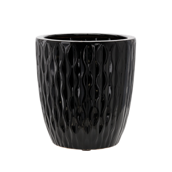 CERAMIC COVER FOR A POT 32 x 32 x 35,5 CM BLACK GLOSSY