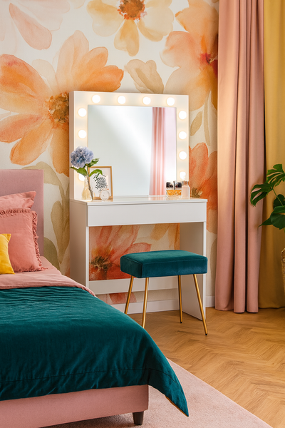 TOALETKA DO WIZAŻU BIAŁA Z OŚWIETLENIEM 80 x 40 x 140 CM *9452