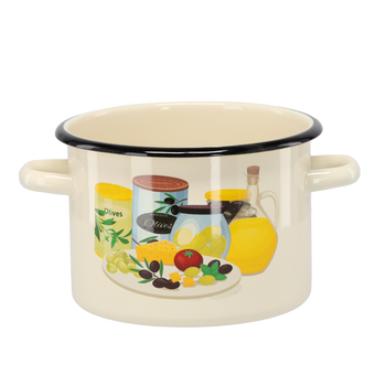ENAMEL POT 3 L 18 CM CREAM OLIVE