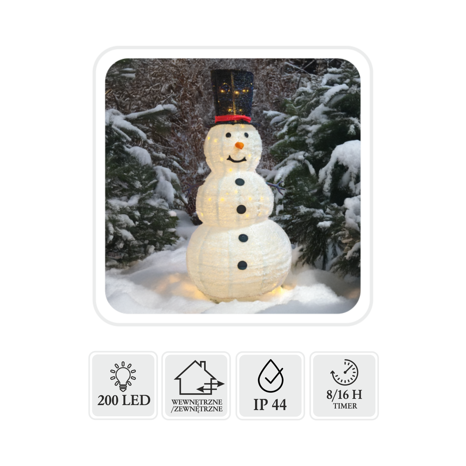 ŚWIĄTECZNA OZDOBA - BAŁWAN LED 1,8 M 200L CIEPŁY BIAŁY WEWN/ZEWN *8387