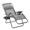 FOLDING GARDEN SUN LOUNGER WITH BASE, POCKET AND HEADREST GREY