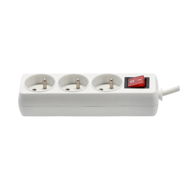 EXTENSION CORD POWER STRIP WITH SWITCH 3 SOCKETS 3M WHITE