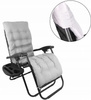 FOLDING GARDEN LOUNGER WITH STAND, POCKET, BLACK WITH GRAY CUSHION