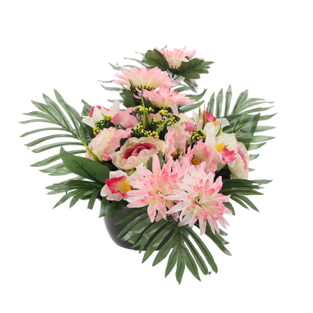 KYTIČKA CH-33 (ŠÍRKA 50 CM, VÝŠKA 30 CM) PIVOŇKA S CHRYSANTÉM MIX FARBY
