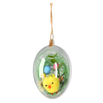 EASTER DECORATION - HANGING 6 x 8 CM CHICK IN PLASTIC BALL pack=12pcs