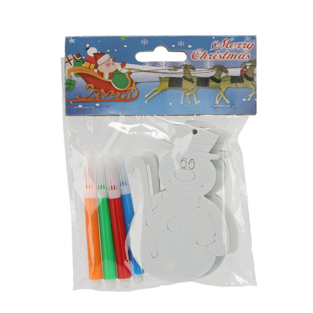 Set de 3 ornamente de Crăciun de 10 cm pentru suspendare "Fă-o singur" cu 4 markere mix 6 modele *8952