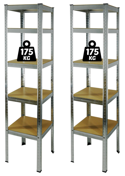 ZESTAW DWÓCH REGAŁÓW 5-POZIOMOWYCH 180 x 40 x 40 CM UDŹWIG PÓŁKI:175 KG*9405