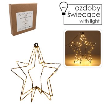 Vianočná ozdoba - LED hviezda 30 cm 95L teplá biela na batérie *0337