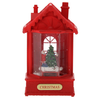 LANTERNĂ DE SĂRBĂTOARE 12 x 9 x 19,5 CM CU INSERTIE LED MELODIOS - CASĂ ROȘIE *3850