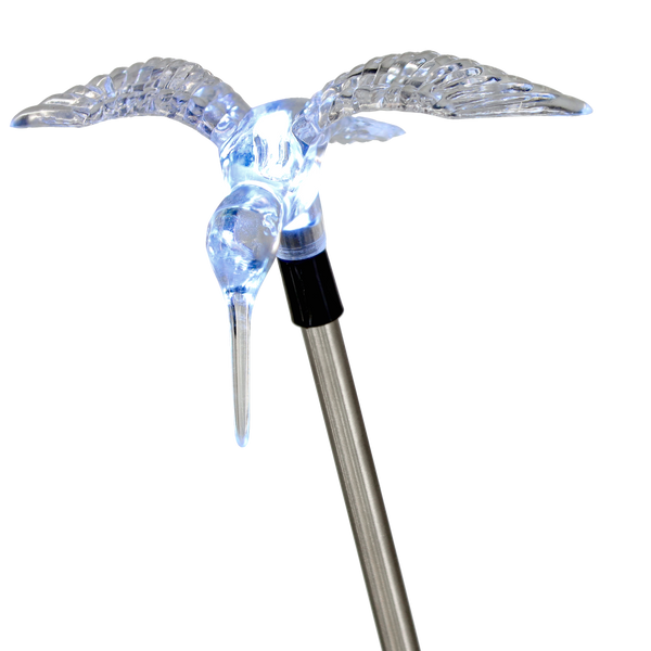 LAMPA SOLARNA LATIS 12,5 x 9,5 x 70 CM SREBRNA KOLIBER / MOTYL / WAŻKA ZIMNY BIAŁY *4344