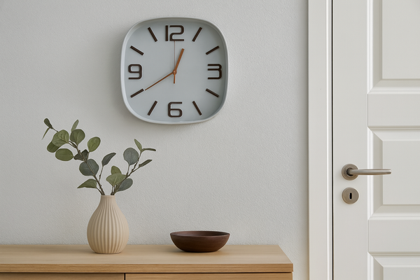 ZEGAR WISZĄCY KWADRATOWY 30,3 x 30,3 x 5,7 CM BEŻOWY/NIEBIESKI *5531