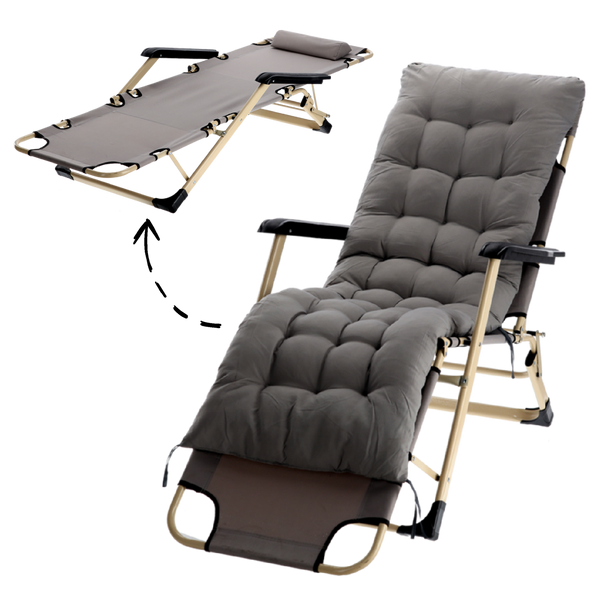 FOTEL OGRODOWY SKŁADANY Z PODUSZKĄ SZARY