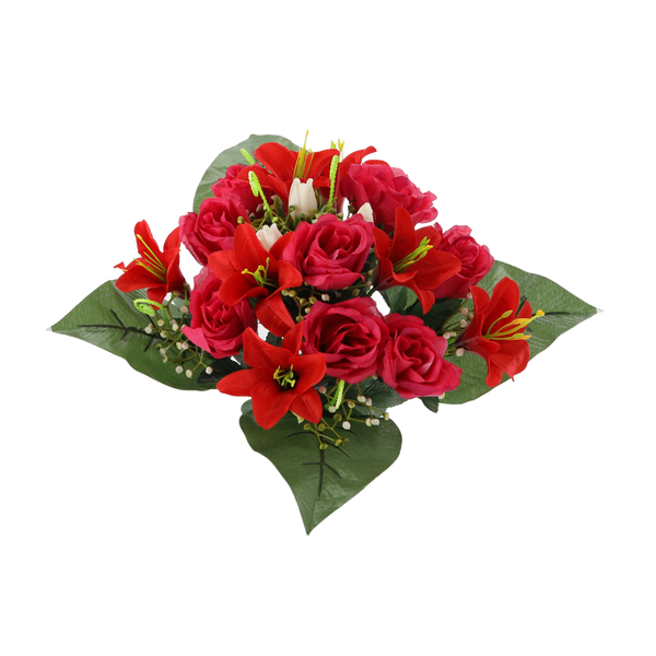 ARTIFICIAL BOUQUET OF FLOWERS ROSES AND LILES ASSORTED COLOURS