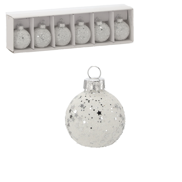 SET OF 6 CHRISTMAS TREE MIRROR BAUBLES 25,3 x 6,7 x 4,4 CM