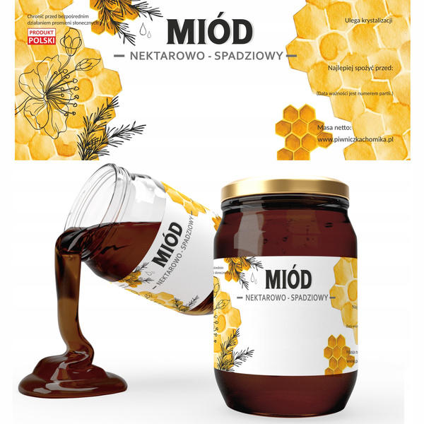 SET OF 100 LABELS HONEY NECTAR-HONEYDEW 154 x 60 MM