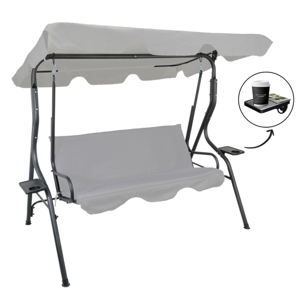 GARDEN SWING 170 X 110 X 153 CM GRAY WITHOUT ROOF WITH CUP HOLDERS