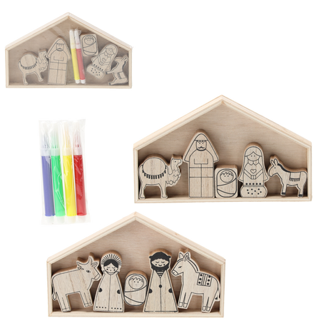 SET OF 5 WOODEN CHRISTMAS ELEMENTS - CHRISTMAS CRIB