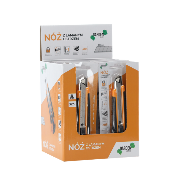 NÓŻ Z OSTRZEM ŁAMANYM 18 MM disp=12szt *1616