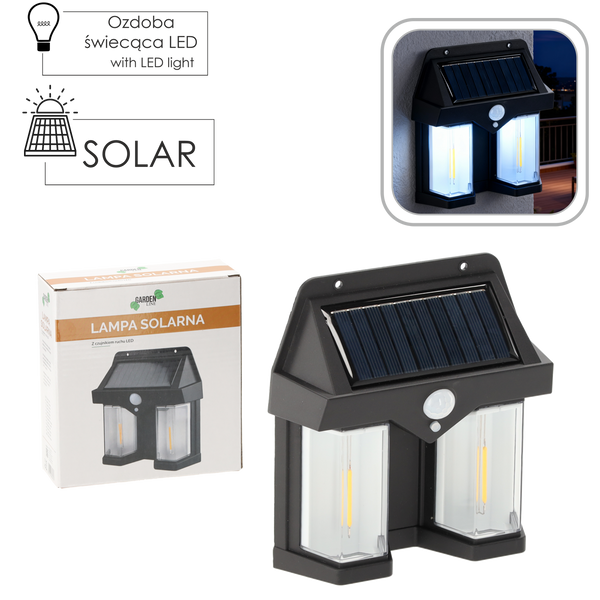 SOLÁRNÍ LED SVÍTIDLO S POHYBOVÝM ČIDLEM 14,4 x 4,7 x 14,9 CM *5653