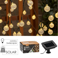 GIRLANDĂ SOLARĂ PENTRU GRĂDINĂ LUNGIME 2 + 9,9 M BUBBLE 100 LED ALB CALD *3774