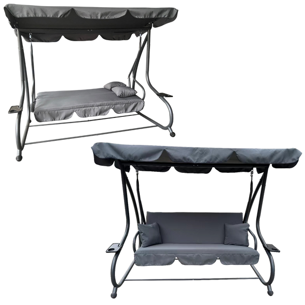 GARDEN SWING 210 X 120 X 170 CM ANTHRACITE WITH SUNBED FUNCTION