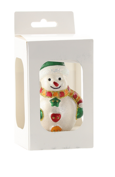 GLASS SNOWMAN CHRISTMAS BAUBLE 10 CM