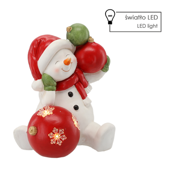 FIGURINE OF THE NATIVITY SCENE - SNOWMAN WITH BAUBLES 26,3 X 24,2 X 32 CM LED