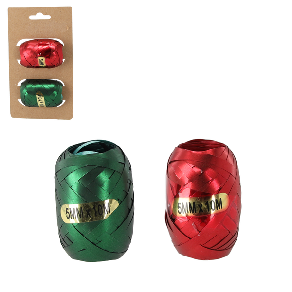 SET DE 2 RIBBONI PENTRU ÎMPACHETARE CADOURI - ROȘU / VERDE pachet=24buc. *7656
