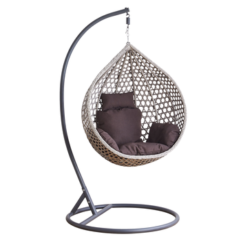 FOTEL WISZĄCY ROZM. S SZARY, PODUSZKA BRĄZOWA, RAMA CIEMNOSZARA